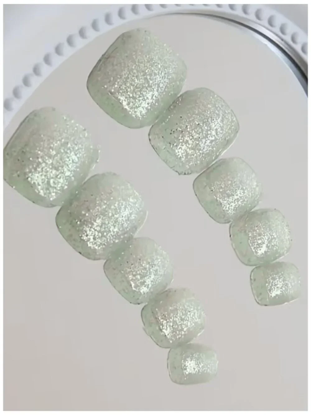 NWT 24pc Glitter Press On Toenails Short Square Fake Nails Kit
